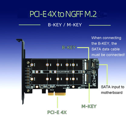 M.2 PCIe SSD Adapter Card PCIE 4x to M.2 Key M B Dual Interface Card by buy2fix