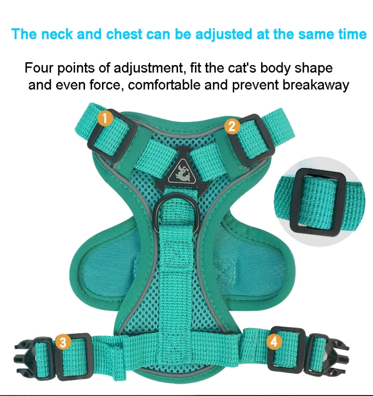 Pet Vest Harness + Traction Rope Set Reflective Breathable Dog Cat Harness, Size: M(Pink) - Leashes & Chest Strap by buy2fix | Online Shopping UK | buy2fix