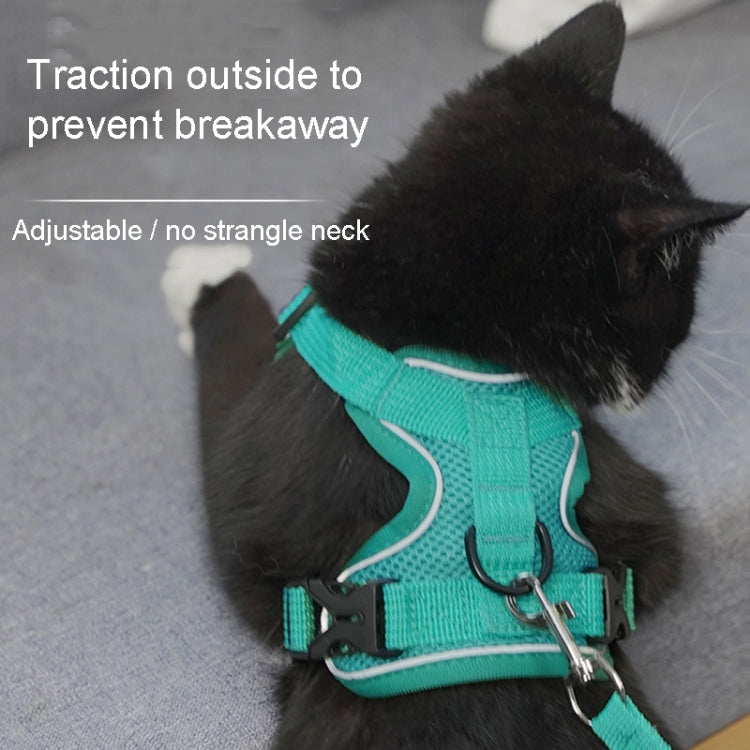 Pet Vest Harness + Traction Rope Set Reflective Breathable Dog Cat Harness, Size: M(Pink) - Leashes & Chest Strap by buy2fix | Online Shopping UK | buy2fix