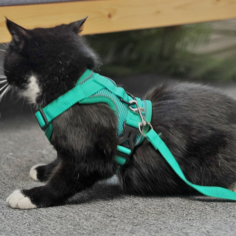 Pet Vest Harness + Traction Rope Set Reflective Breathable Dog Cat Harness, Size: M(Pink) - Leashes & Chest Strap by buy2fix | Online Shopping UK | buy2fix