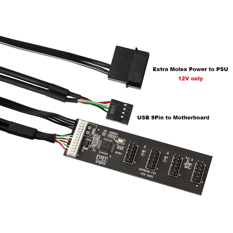 USB 2.0 9pin To 4 9pin Hub Internal Motherboard Header With 4pin Powered by buy2fix