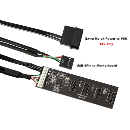 USB 2.0 9pin To 4 9pin Hub Internal Motherboard Header With 4pin Powered by buy2fix
