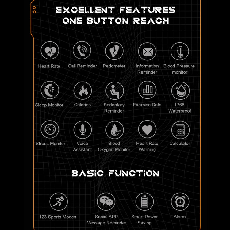 C20 Pro 1.83 Inch IP68 Waterproof Bluetooth Call Three-Proof Smart Sports Watch(Orange) by buy2fix