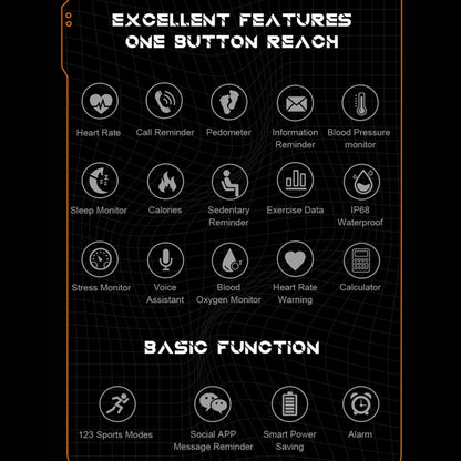 C20 Pro 1.83 Inch IP68 Waterproof Bluetooth Call Three-Proof Smart Sports Watch(Orange) by buy2fix