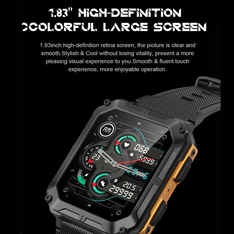 C20 Pro 1.83 Inch IP68 Waterproof Bluetooth Call Three-Proof Smart Sports Watch(Black) by buy2fix