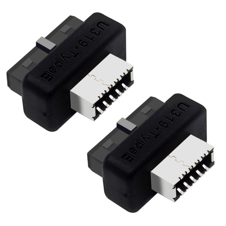 2pcs Mainboard USB3 19P/20P to TYPE-E Adapter Chassis Front TYPE-C/USB-C Plug Port(Black) by buy2fix