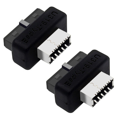 2pcs Mainboard USB3 19P/20P to TYPE-E Adapter Chassis Front TYPE-C/USB-C Plug Port(Black) by buy2fix