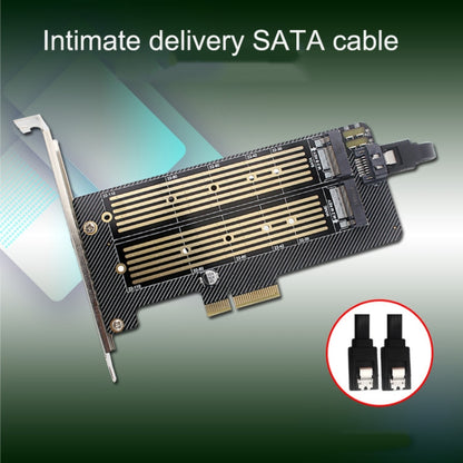 M.2 NVME NGFF SSD To PCIE SATA Dual Disk Conversion Expansion Card Supports MKEY BKEY Wiring(Black) by buy2fix