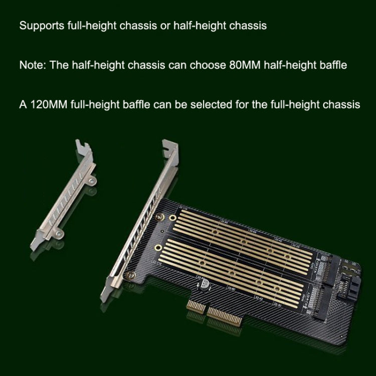 M.2 NVME NGFF SSD To PCIE SATA Dual Disk Conversion Expansion Card Supports MKEY BKEY Wiring(Black) by buy2fix