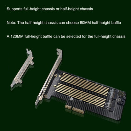 M.2 NVME NGFF SSD To PCIE SATA Dual Disk Conversion Expansion Card Supports MKEY BKEY Wiring(Black) by buy2fix