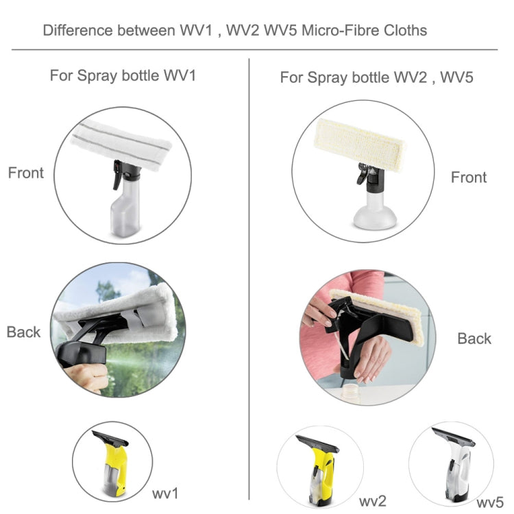 For Karcher WV1 WV2 WV5 Window Cleaner Spray Bottle Microfiber Cloth Mop(White Gray) - For Karcher Accessories by buy2fix | Online Shopping UK | buy2fix