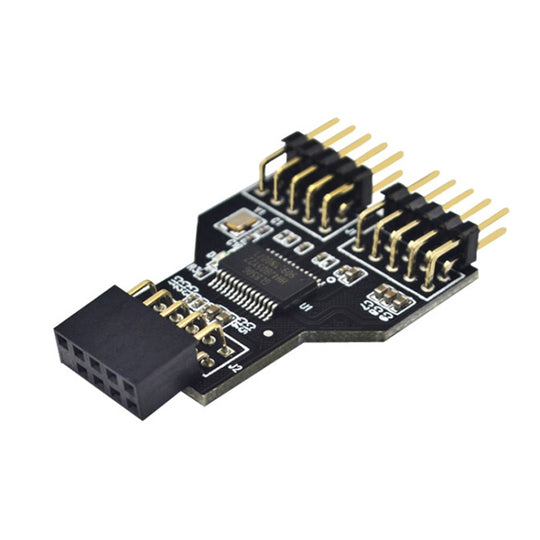 Adaptateur de connecteur HUB USB 2.0 à 9 broches, femelle 1 à 2 mâles, carte HUB 9 broches