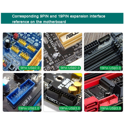 9 Pin USB Header Female 1 To 2 Male Board 9-Pin USB 2.0 HUB Connector Adapter by buy2fix