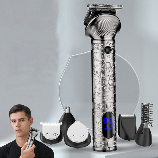 6 In 1 Men Multi-Functional Clipper Metal Body Hair Cutting(Silver Gray)