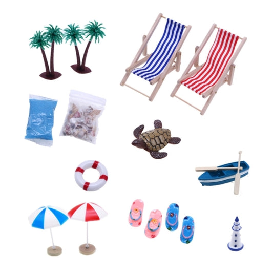 A Style Mini Beach Set Miniature Model Ornament Summer Ocean Simulation Scene Photo Decoration Props by buy2fix