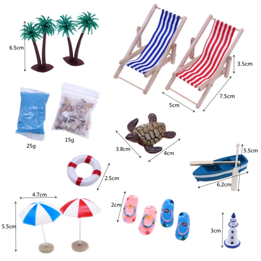 A Style Mini Beach Set Miniature Model Ornament Summer Ocean Simulation Scene Photo Decoration Props by buy2fix