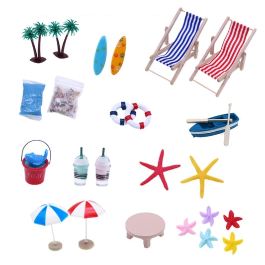 B Style Mini Beach Set Miniature Model Ornament Summer Ocean Simulation Scene Photo Decoration Props by buy2fix