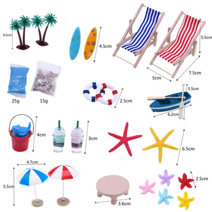 B Style Mini Beach Set Miniature Model Ornament Summer Ocean Simulation Scene Photo Decoration Props by buy2fix