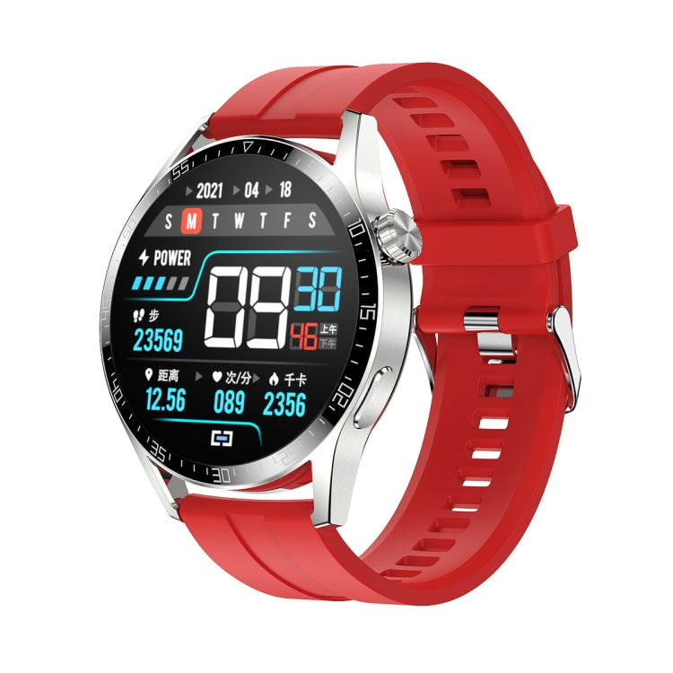 Sports Health Monitoring Waterproof Smart Call Watch With NFC Function, Color: Silver-Red Silicone by buy2fix