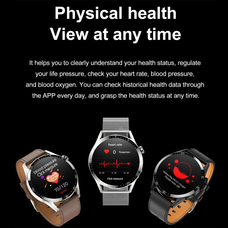 Sports Health Monitoring Waterproof Smart Call Watch With NFC Function, Color: Black-Black Leather by buy2fix