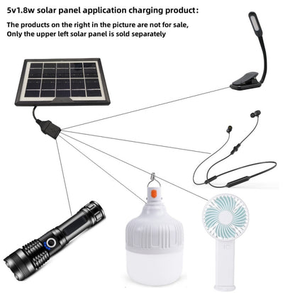 Small Table Lamp Flashlight With USB Female Head 5V/1.8W Solar Panel(Black) by buy2fix