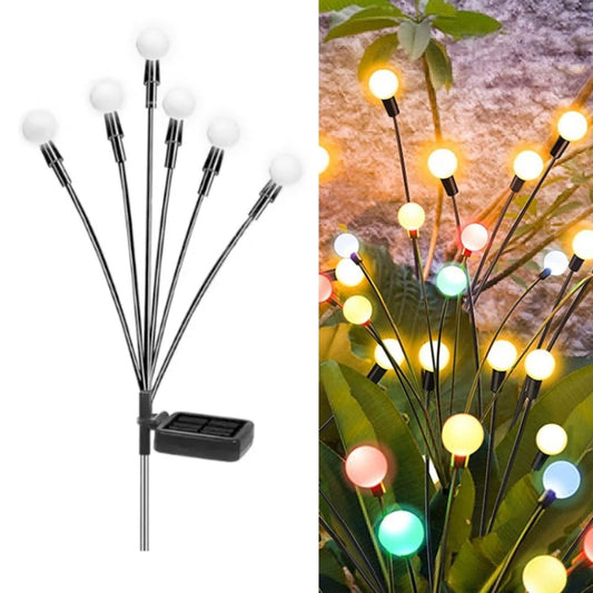 2sets Solar Firefly Lights Christmas Outdoor Garden Waterproof Lawn Lights, Color: 6 Head Color Light - Solar Lights by buy2fix | Online Shopping UK | buy2fix