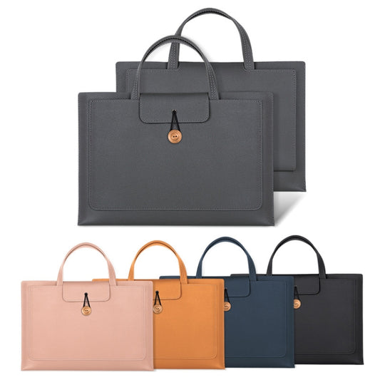 13.3/14 inch Elastic Button Laptop Waterproof PU Handbag(Black) by buy2fix