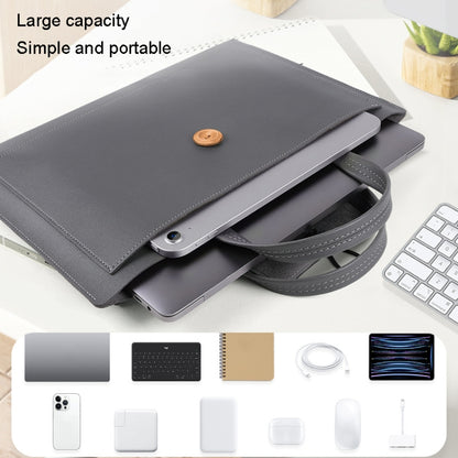 13.3/14 inch Elastic Button Laptop Waterproof PU Handbag(Grey) by buy2fix
