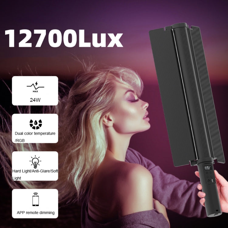 24W 72 LEDs Handheld Full-color RGB Stick Light Photography Light with Barndoor by buy2fix