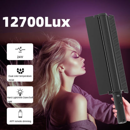 24W 72 LEDs Handheld Full-color RGB Stick Light Photography Light with Barndoor by buy2fix