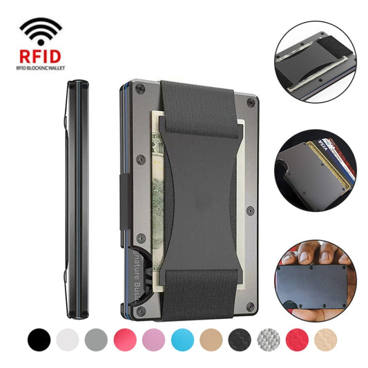 Credit Card Holder Wallets RFID Blocking Slim Metal Card Clip, Color: Black Forging Carbon - Antimagnetic RFID Package by buy2fix | Online Shopping UK | buy2fix