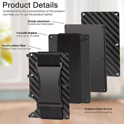 Credit Card Holder Wallets RFID Blocking Slim Metal Card Clip, Color: Black Forging Carbon - Antimagnetic RFID Package by buy2fix | Online Shopping UK | buy2fix
