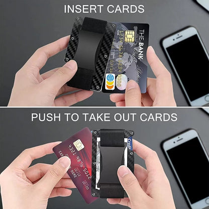Credit Card Holder Wallets RFID Blocking Slim Metal Card Clip, Color: Black Forging Carbon - Antimagnetic RFID Package by buy2fix | Online Shopping UK | buy2fix