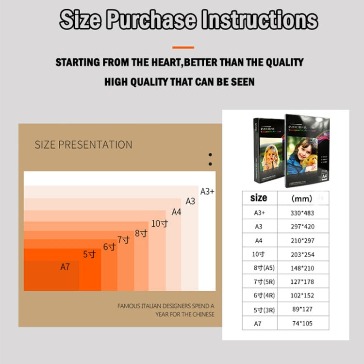 7 -inch 50 Sheets 260g Waterproof RC Photo Paper for Brother/Epson/Lenovo/HP/Canon Inkjet Printers(Highlight) by buy2fix