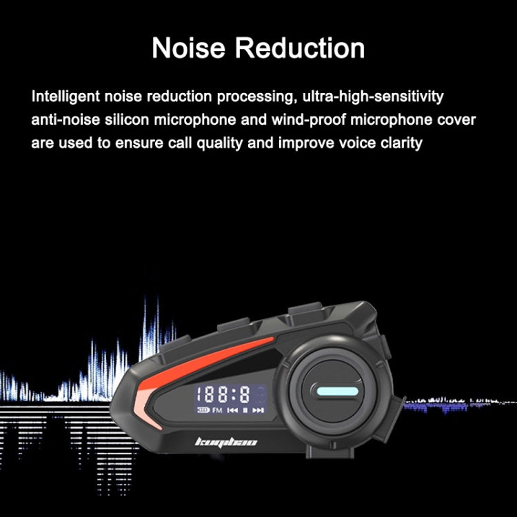 KUQIBAO Motorcycle Helmet Waterproof Bluetooth-compatible Headset With Screen(Soft Microphone) - Motorcycle Walkie Talkie by KUQIBAO | Online Shopping UK | buy2fix