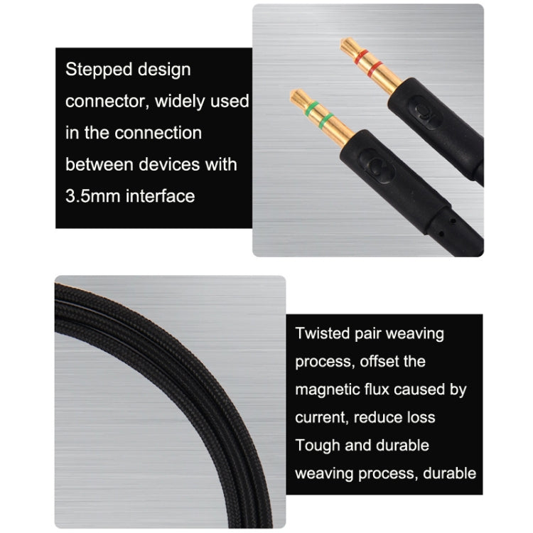 2m For Kingston Skyline Alpha Cloud II 3.5mm 2 In 1 Audio Cable(Black) by buy2fix