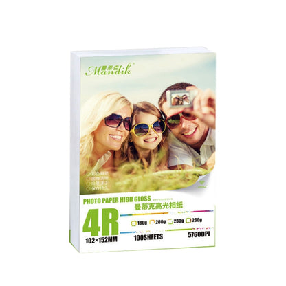 Mandik 4R 6-Inch One Side Glossy Photo Paper For Inkjet Printer Paper Imaging Supplies, Spec: 180gsm 200 Sheets by buy2fix