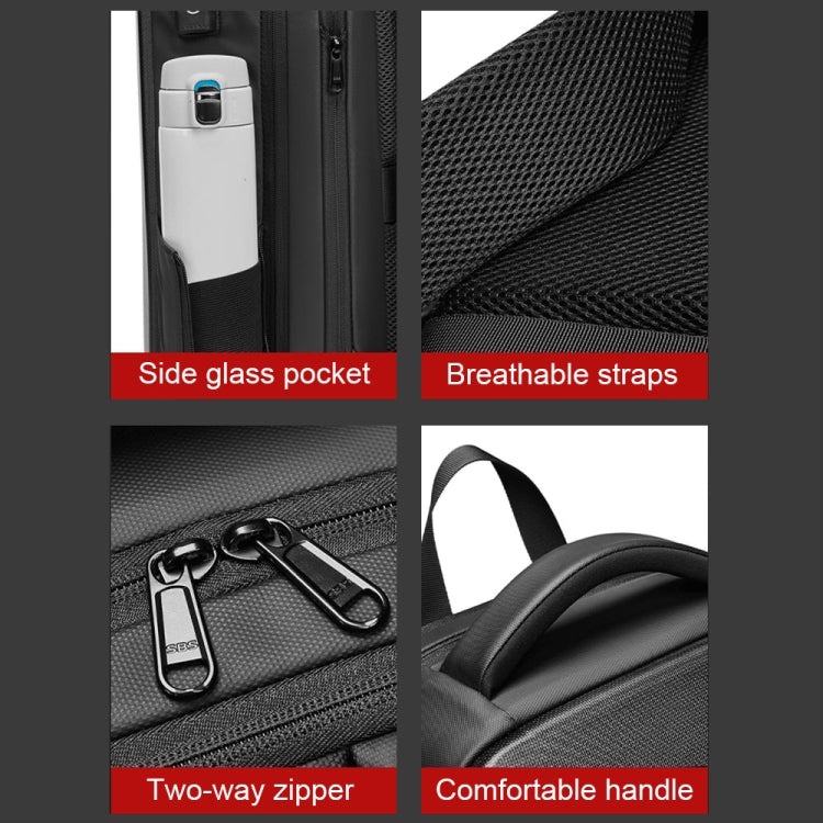 EVA Hard Shell Expandable Laptop Backpack with USB Port Multifunctional Business Travel Backpack(Black) by buy2fix