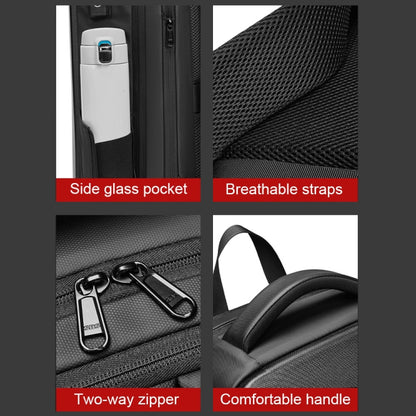 EVA Hard Shell Expandable Laptop Backpack with USB Port Multifunctional Business Travel Backpack(Black) by buy2fix