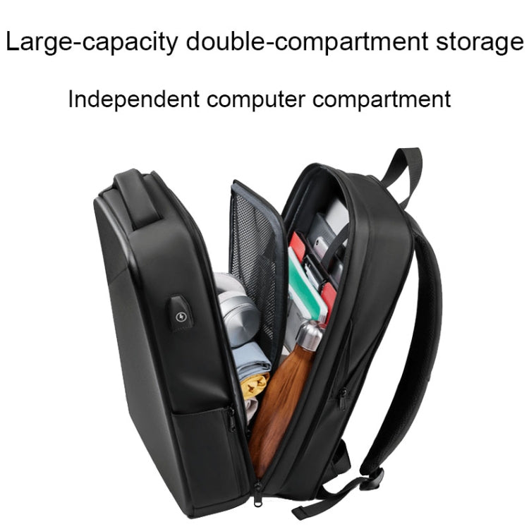 EVA Hard Shell Expandable Laptop Backpack with USB Port Multifunctional Business Travel Backpack(Black) by buy2fix