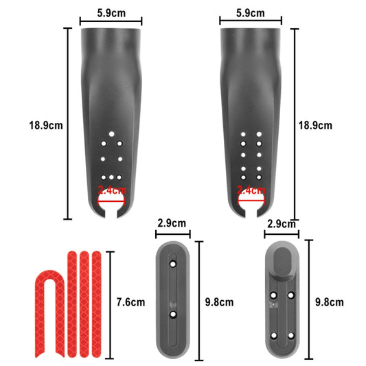 For Xiaomi M365 / PRO / 1S Skateboard Accessories Front Fork Plastic Protection Cover Reflecting Bar Set(White) - Accessories & Parts by buy2fix | Online Shopping UK | buy2fix