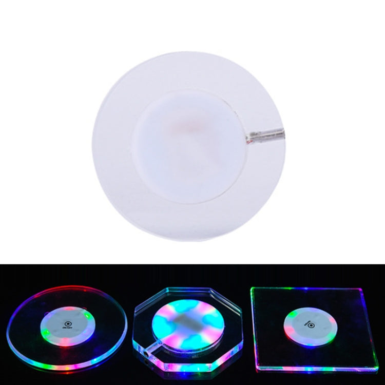 100x4mm Round LED Light Up Acrylic Coaster Transparent Crystal Base(Colorful Light) by buy2fix