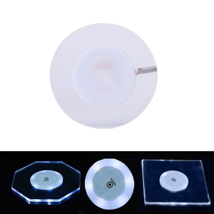 100x4mm Round LED Light Up Acrylic Coaster Transparent Crystal Base(White Light) by buy2fix