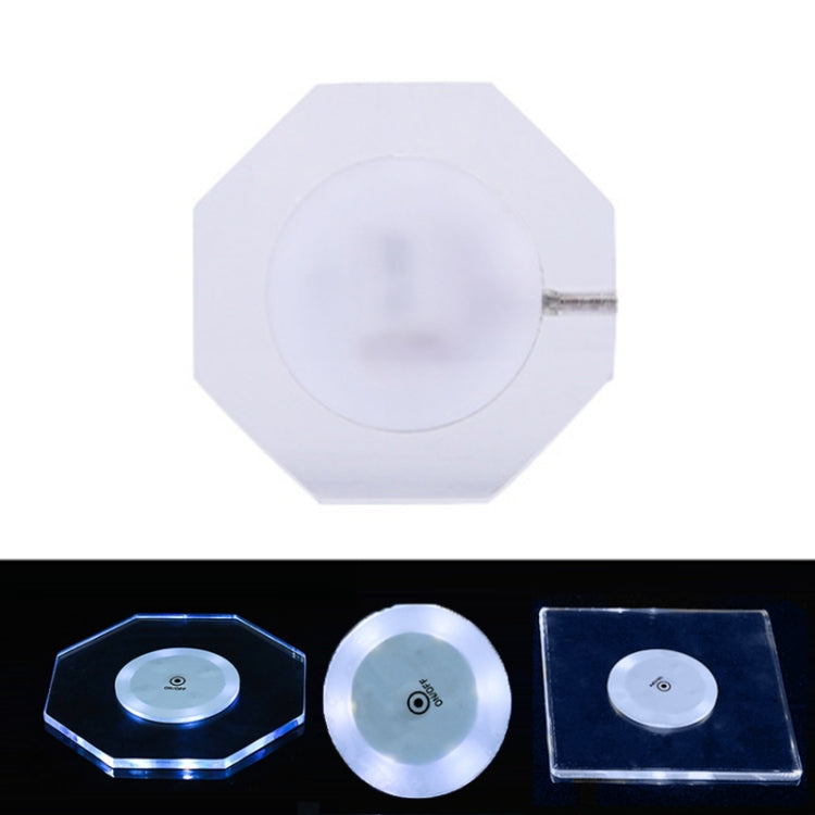 100x4mm Octagonal LED Light Up Acrylic Coaster Transparent Crystal Base(White Light) by buy2fix