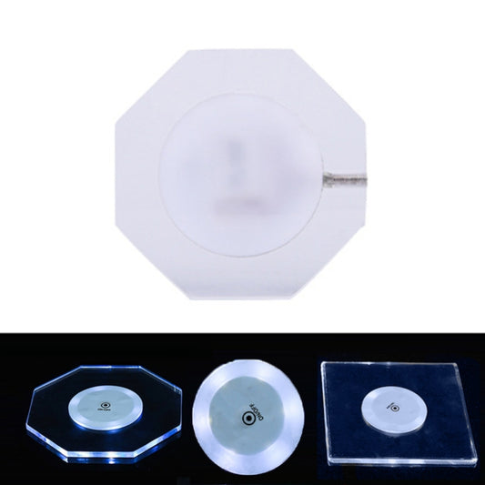 100x4mm Octagonal LED Light Up Acrylic Coaster Transparent Crystal Base(White Light) by buy2fix
