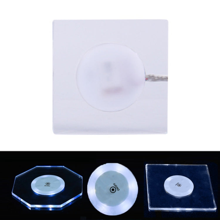 100x4mm Square LED Light Up Acrylic Coaster Transparent Crystal Base(White Light) by buy2fix