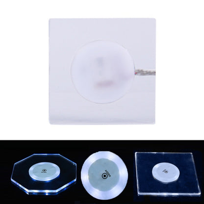 100x4mm Square LED Light Up Acrylic Coaster Transparent Crystal Base(White Light) by buy2fix