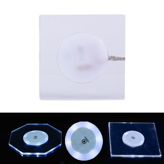 100x4mm Square LED Light Up Acrylic Coaster Transparent Crystal Base(White Light) by buy2fix