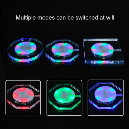 100x4mm Square LED Light Up Acrylic Coaster Transparent Crystal Base(White Light) by buy2fix