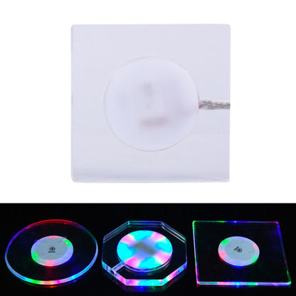 100x10mm Square USB Charging LED Light Up Acrylic Coaster Transparent Crystal Base(Colorful Light) by buy2fix